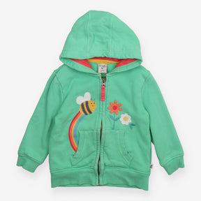 Hoodie green bee rainbow flowers