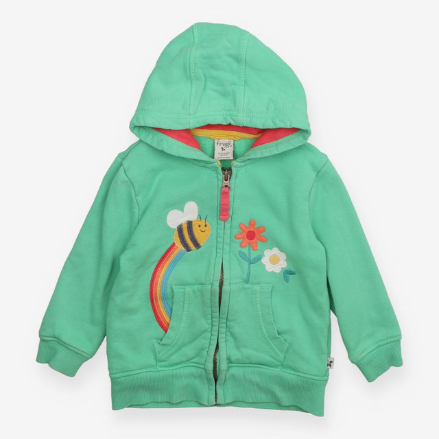 Hoodie green bee rainbow flowers