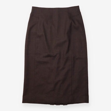 Skirt 97% Wool Pleated Midi Brown