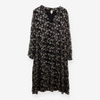 Black floral Button front Midi dress