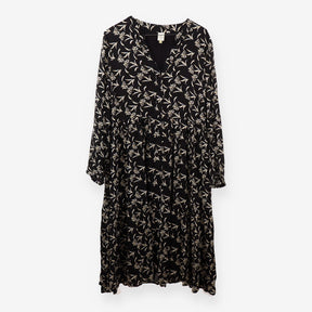 Black floral Button front Midi dress
