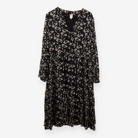 Black floral Button front Midi dress