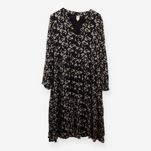 Black floral Button front Midi dress