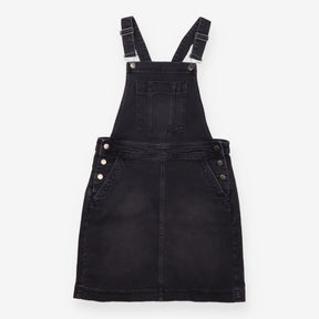 Dress Washed Black Denim Cotton Dungaree Pinafore