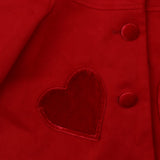 Coat red with hood and heart pockets