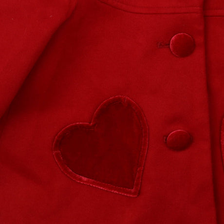 Coat red with hood and heart pockets