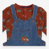 Baby Dungarees and Bodysuit Blue Soft Denim Fox