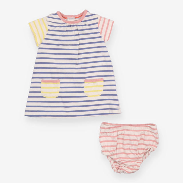 Striped Dress with Pink Striped Bloomers