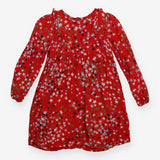 Dress LS ruffle shoulder red coloured stars