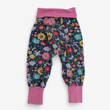 Blue floral joggers pink cuffs 