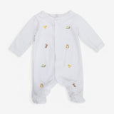 Sleepsuit white embroidered animals 
