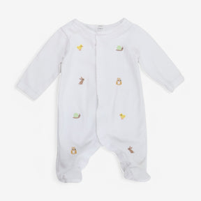 Sleepsuit white embroidered animals 