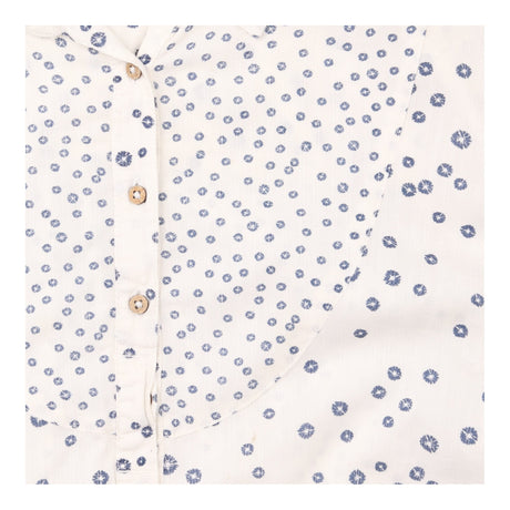 Cotton Blouse Ecru Navy Spot Print Long Sleeve