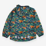 Teal woodland animal waterproof jacket
