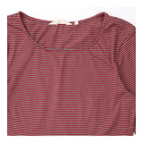 St Enodoc Dress Burgundy Grey Striped Organic Cott