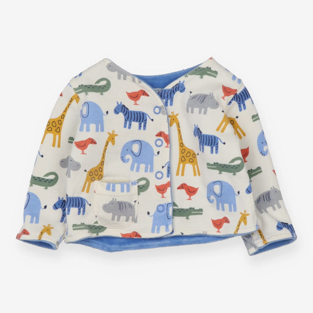 velour Cardigan Reversible Blue and White with Saf
