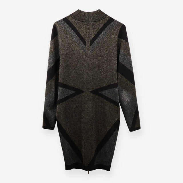 Dress Metallic Knitted Zip Jumper, Gold and Black