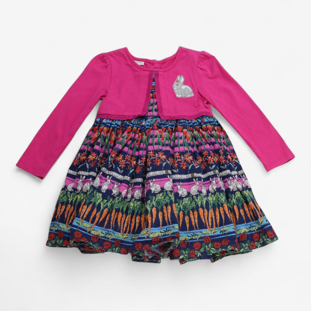 Dress pink and blue rabbit meadow