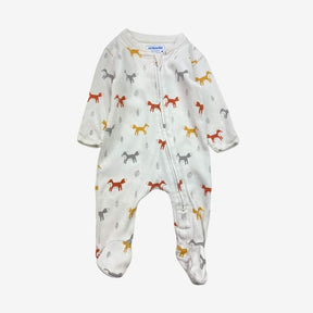 Cream Fox Zip up Sleepsuit
