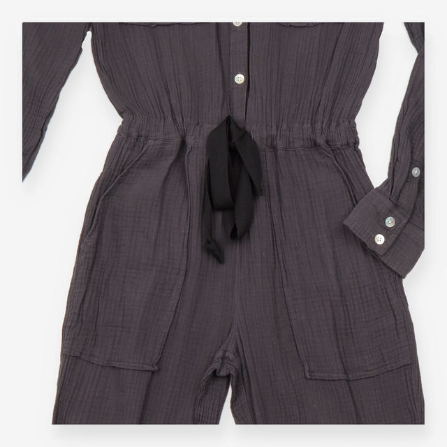 Jumpsuit Organic Cotton Gauze Washed Black
