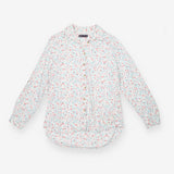 Shirt Ivory Mix Floral Printed Roll Sleeve Button 