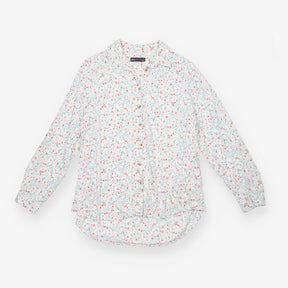 Shirt Ivory Mix Floral Printed Roll Sleeve Button 