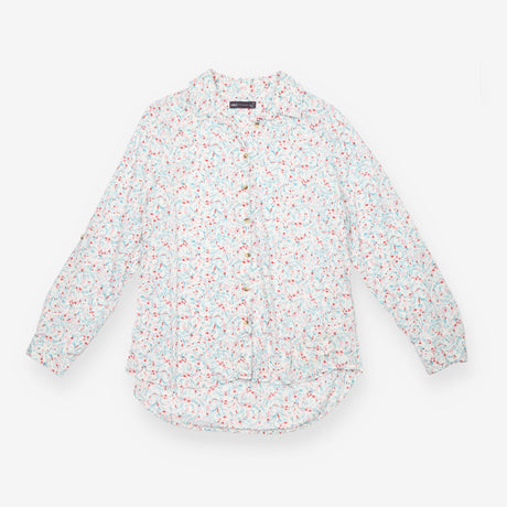Shirt Ivory Mix Floral Printed Roll Sleeve Button 