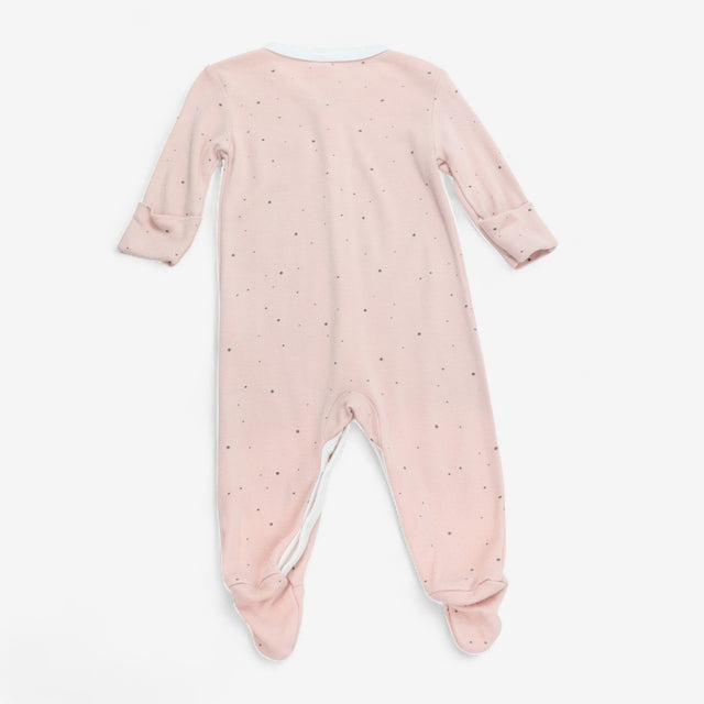 Sleepsuit Zip Up Pink with Grey Spots and Pocket