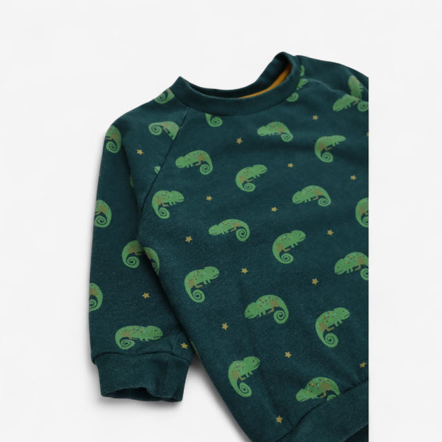 Sweatshirt Green Chameleon Print