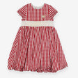 Dress SS red white check lined puffa hem