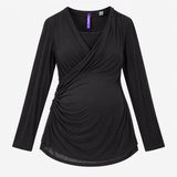 Black Chiffon Panel Long Sleeve Maternity Nursing 