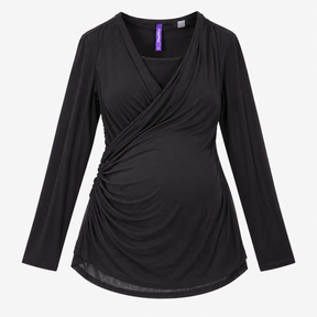 Black Chiffon Panel Long Sleeve Maternity Nursing 