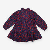 Dark denim dress with red and orange flowers