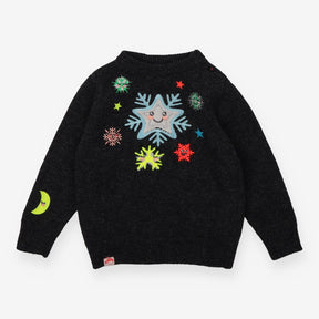 Sweater grey cashmere blend with snowflakes Tootsa
