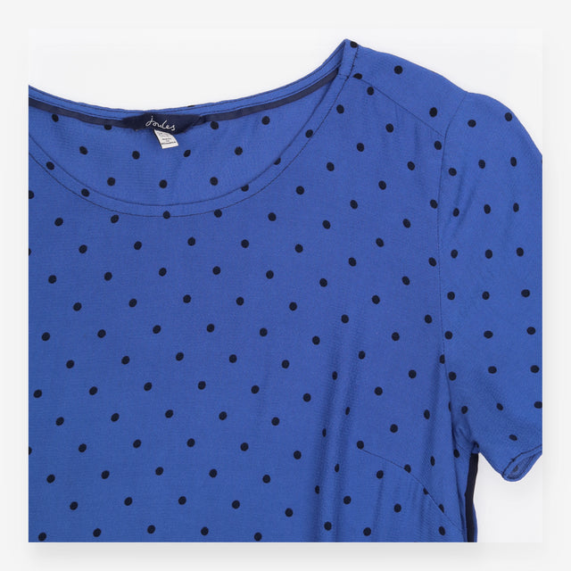 Top Polka Dot Short Sleeve Viscose Blouse Blue spo