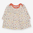 Dress Cream Long Sleeve Acorn Print with Orange Tr