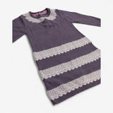 Dress Sweater Purple with Lace Print Stripes