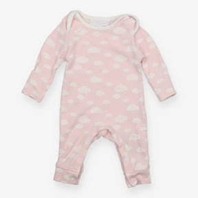 Footless Sleepsuit Pink with White Clouds
