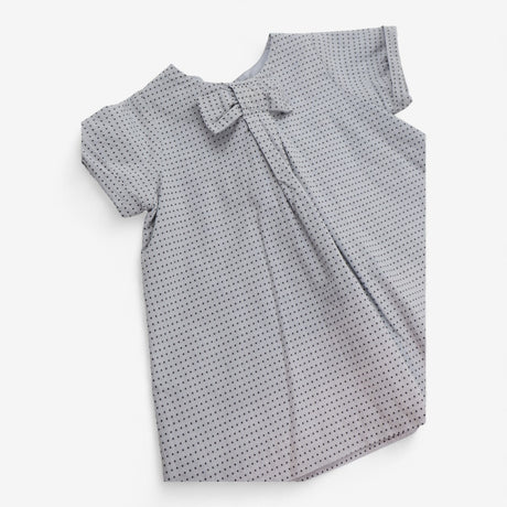 Grey Spotted Bow Woven Dress