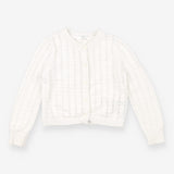 Cardigan white lacey flower buttons