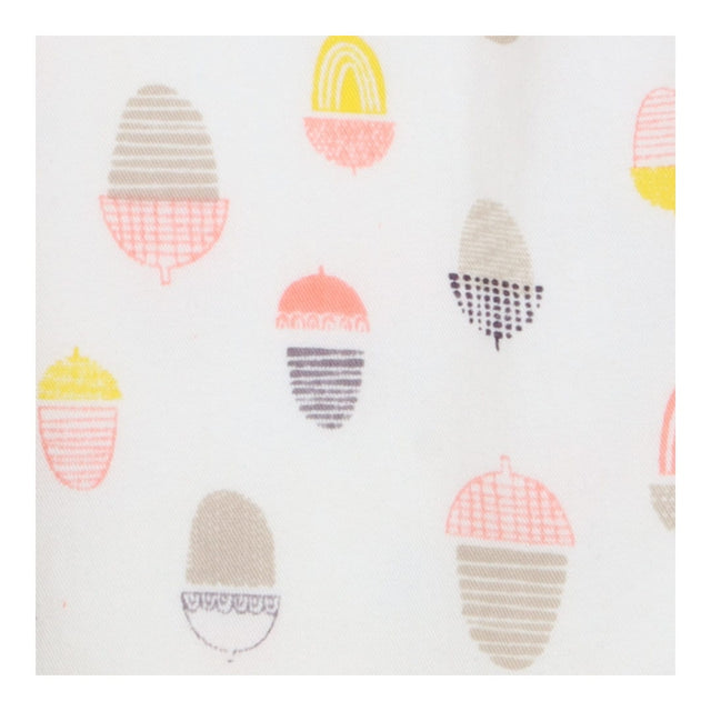 Dress Woven White Acorn Print