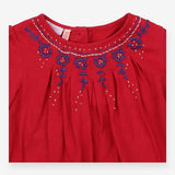 Tunic T-shirt Raspberry with Purple Floral Embroid