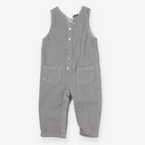 Green cord dungarees with gold flower poppers