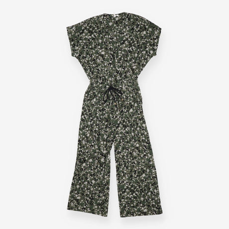 Floral Jumpsuit Khaki Grey Black Drawstring Pocket