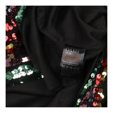 Sequin Top Rainbow Stripe Long Sleeve Black