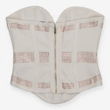 White Structured Corset Top Rose Gold Rhinestone
