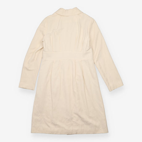 Ivory Silk-Linen Bow-Waist Occasion Coat