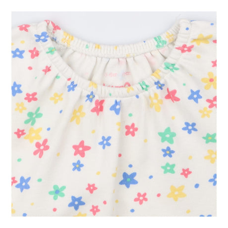 Romper Long Sleeved White Primary Flowers