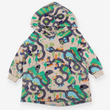 Brown fleece hoodie with road and car print