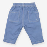 Blue denim pull on trousers